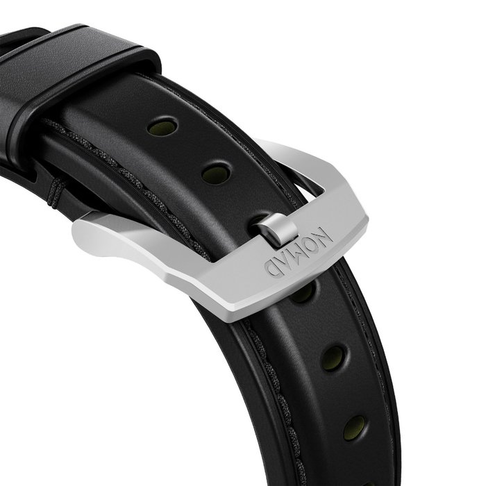 Кожаный ремешок Nomad Shell Cordovan для Apple Watch (42мм) Черный с серебряной застежкой - Изображение 118731