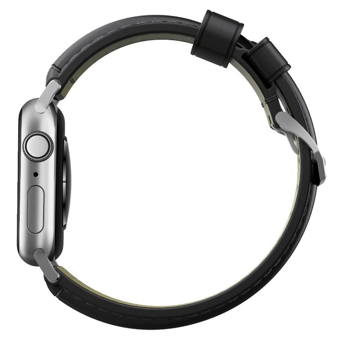 Кожаный ремешок Nomad Shell Cordovan для Apple Watch (42мм) Черный с серебряной застежкой - Изображение 118734
