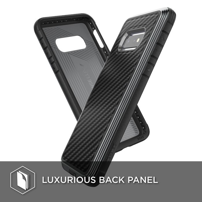 Противоударный чехол накладка X-Doria Defense Lux для Samsung Galaxy S10e Черный карбон - Изображение 118993