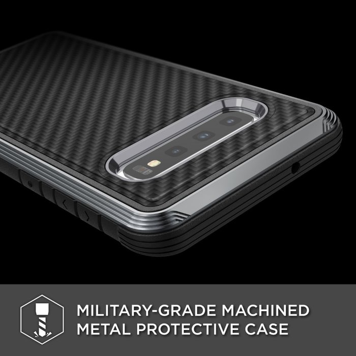 Противоударный чехол накладка X-Doria Defense Lux для Samsung Galaxy S10 Plus Черный карбон - Изображение 119026