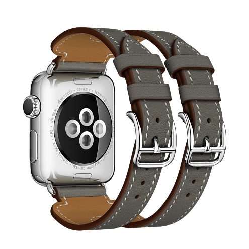 Ремешок кожаный HM Style Double Buckle для Apple Watch 38mm Grey - Изображение 11479