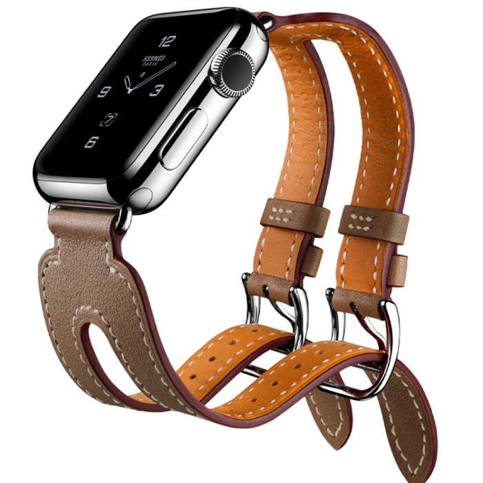 Ремешок кожаный HM Style Double Buckle для Apple Watch 38mm Grey - Изображение 11487