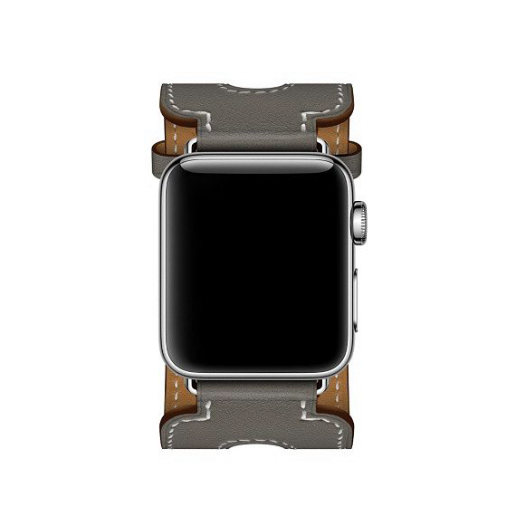 Ремешок кожаный HM Style Double Buckle для Apple Watch 38mm Grey - Изображение 11485