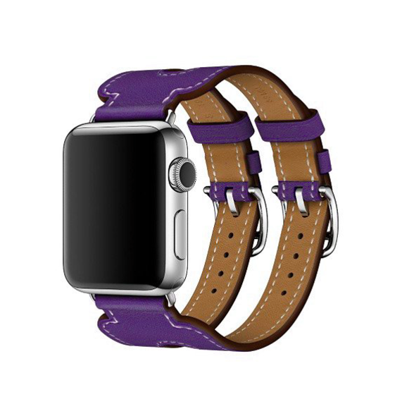 Ремешок кожаный HM Style Double Buckle для Apple Watch 38mm Purple - Изображение 11489