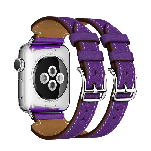 Ремешок кожаный HM Style Double Buckle для Apple Watch 38mm Purple - Изображение 11493