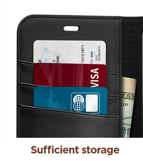 Кожаный чехол книжка Spigen Wallet для Samsung Galaxy S8 Черный - Изображение 7225