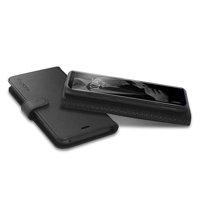 Кожаный чехол книжка Spigen Wallet для Samsung Galaxy S8 Черный - Изображение 7227