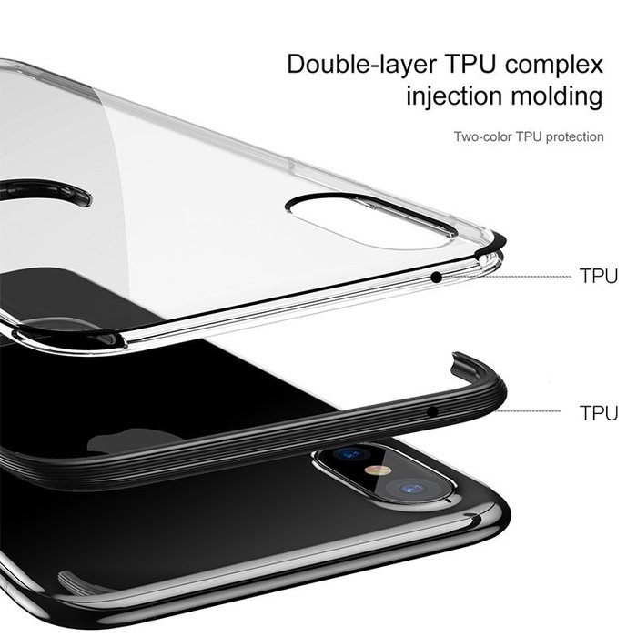 Чехол накладка Baseus Armor Case For iPhone X Черный - Изображение 13153