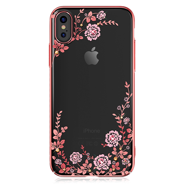 Чехол накладка Swarovski Kingxbar Flora Series для iPhone X Розовый - Изображение 13191