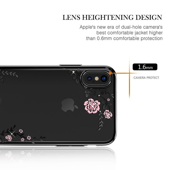 Чехол накладка Swarovski Kingxbar Flora Series для iPhone X Черный - Изображение 13167