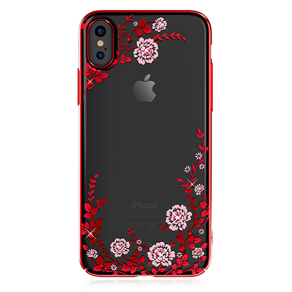 Чехол накладка Swarovski Kingxbar Flora Series для iPhone X Красный - Изображение 13179