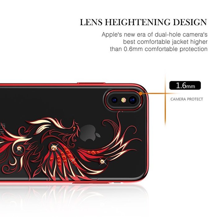Чехол накладка Swarovski Kingxbar Phoenix Series для iPhone X Красный - Изображение 13215