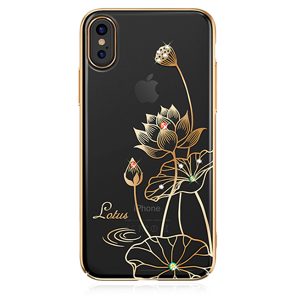 Чехол накладка Swarovski Kingxbar Elegant Series для iPhone X Lotus Золото - Изображение 13253