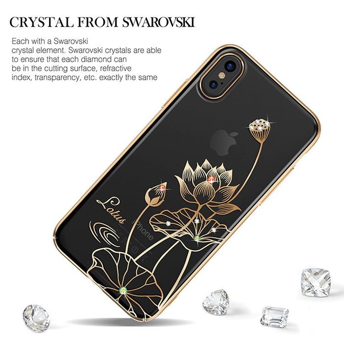 Чехол накладка Swarovski Kingxbar Elegant Series для iPhone X Lotus Золото - Изображение 13257