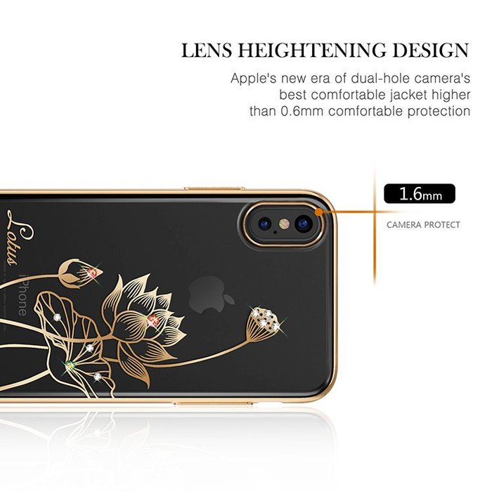 Чехол накладка Swarovski Kingxbar Elegant Series для iPhone X Lotus Золото - Изображение 13267