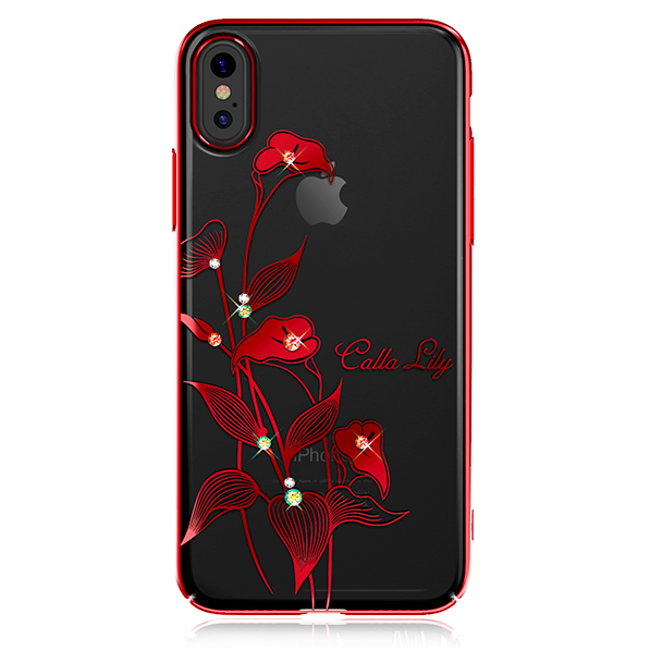 Чехол накладка Swarovski Kingxbar Elegant Series для iPhone X Calla Lily Красный - Изображение 13273