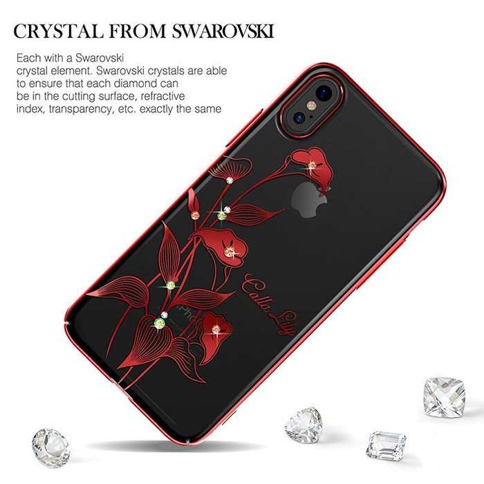 Чехол накладка Swarovski Kingxbar Elegant Series для iPhone X Calla Lily Красный - Изображение 13277