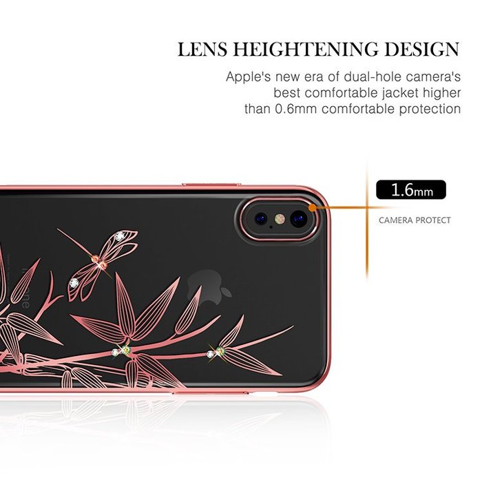Чехол накладка Swarovski Kingxbar Elegant Series для iPhone X Bamboo Розовый - Изображение 13295