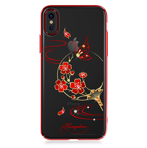 Чехол накладка Swarovski Kingxbar Exquisite Series для iPhone X Blossom Красный - Изображение 13327