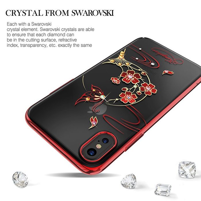 Чехол накладка Swarovski Kingxbar Exquisite Series для iPhone X Blossom Красный - Изображение 13333
