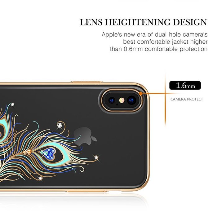 Чехол накладка Swarovski Kingxbar Exquisite Series для iPhone X Feather Золото - Изображение 13357