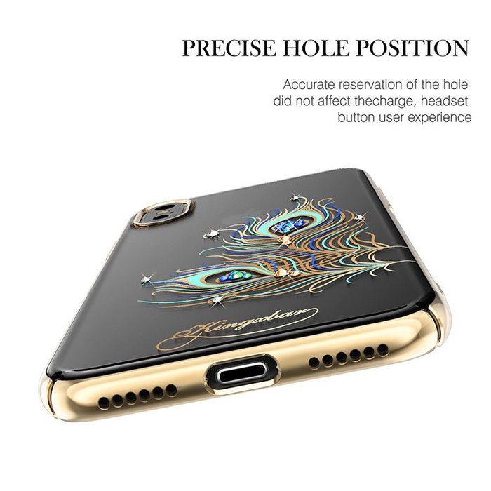 Чехол накладка Swarovski Kingxbar Exquisite Series для iPhone X Feather Золото - Изображение 13359