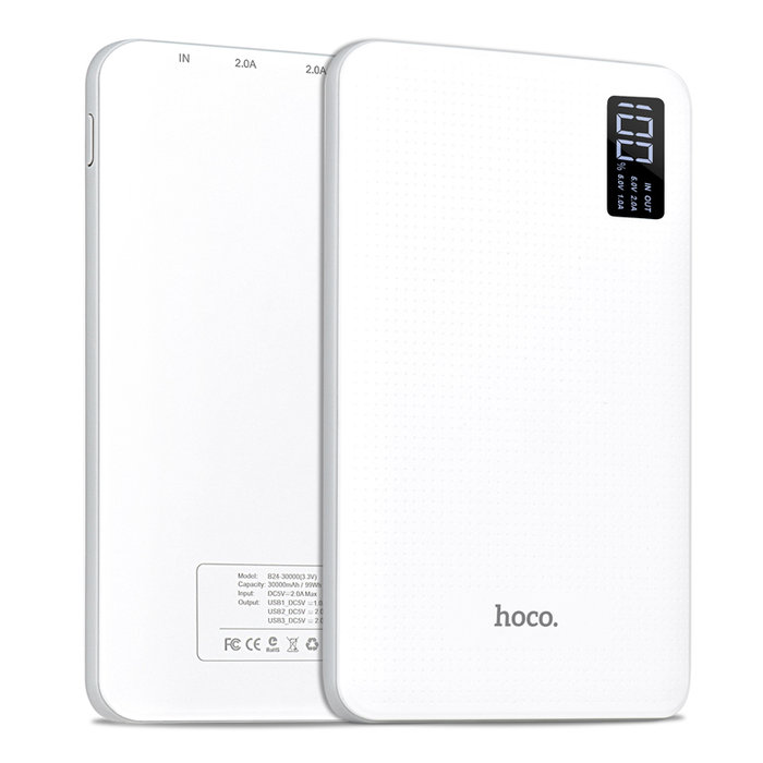 Внешний аккумулятор Power Bank Hoco B24 30000 mAh Белый - Изображение 14473