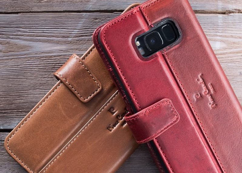Кожаный чехол книжка Pierre Cardin для Samsung Galaxy S8 Коричневый