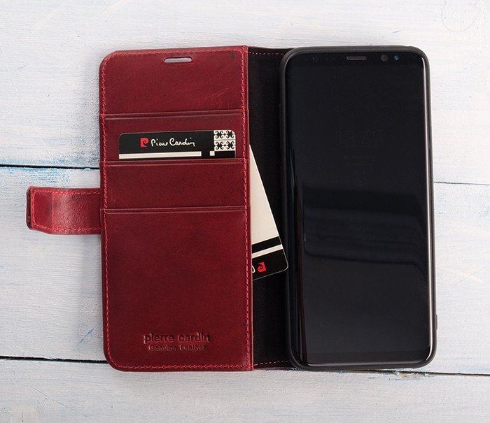 Кожаный чехол книжка Pierre Cardin для Samsung Galaxy S8 Красный - Изображение 7585