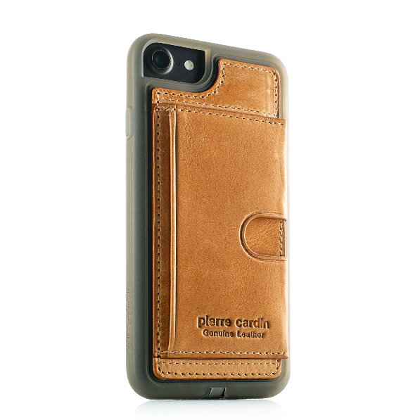 Кожаный чехол накладка Pierre Cardin Wallet для iPhone 8 Коричневый - Изображение 14967
