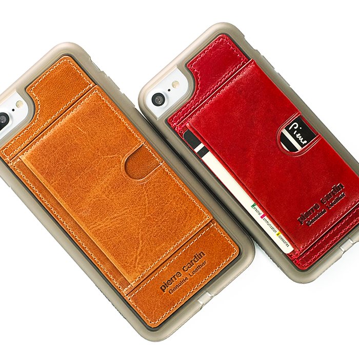 Кожаный чехол накладка Pierre Cardin Wallet для iPhone 8 Коричневый - Изображение 14971