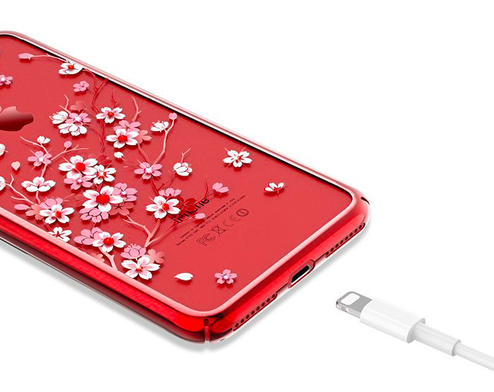 Чехол накладка Swarovski Kingxbar Sakura для iPhone 8 Красный - Изображение 15215