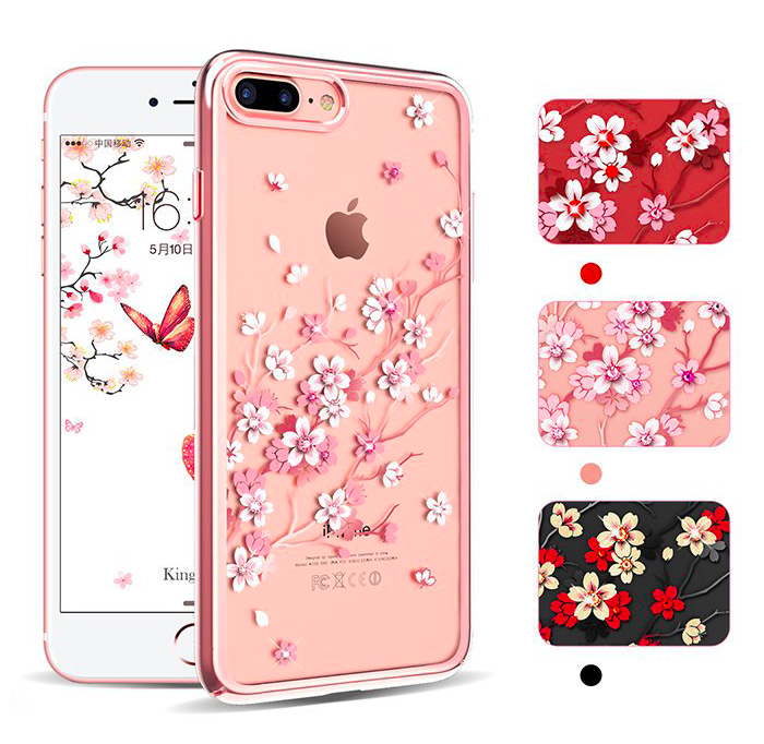 Чехол накладка Swarovski Kingxbar Sakura для iPhone 8 Красный - Изображение 15217