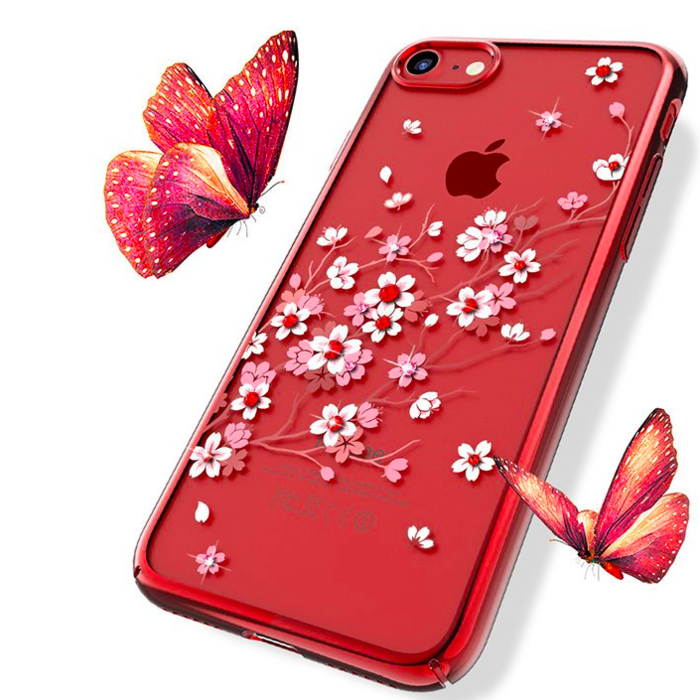 Чехол накладка Swarovski Kingxbar Sakura для iPhone 8 Красный - Изображение 15219