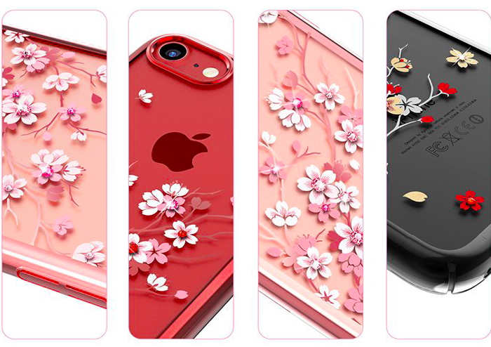 Чехол накладка Swarovski Kingxbar Sakura для iPhone 8 Красный - Изображение 15221