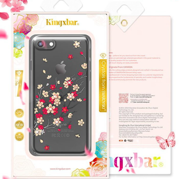 Чехол накладка Swarovski Kingxbar Sakura для iPhone 8 Черный - Изображение 15237
