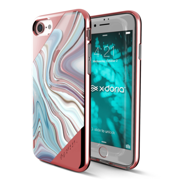 Чехол накладка X-Doria Revel Lux Rose Gold Swirl для iPhone 8 Розово-голубой - Изображение 15281