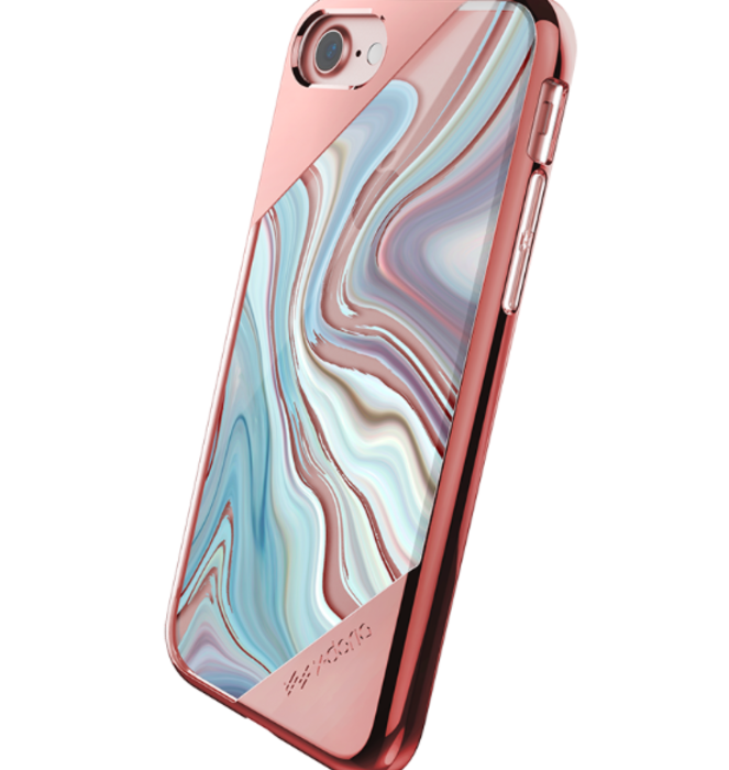 Чехол накладка X-Doria Revel Lux Rose Gold Swirl для iPhone 8 Розово-голубой - Изображение 15283