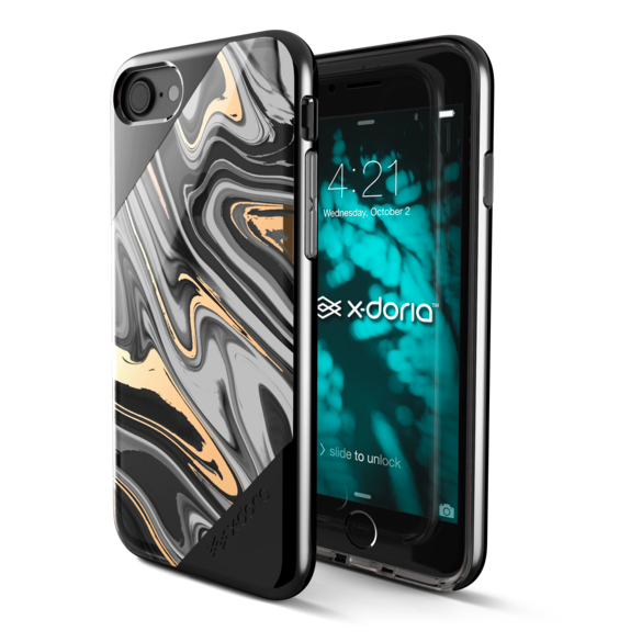 Чехол накладка X-Doria Revel Lux Black Swirl для iPhone 7 Черный - Изображение 15305