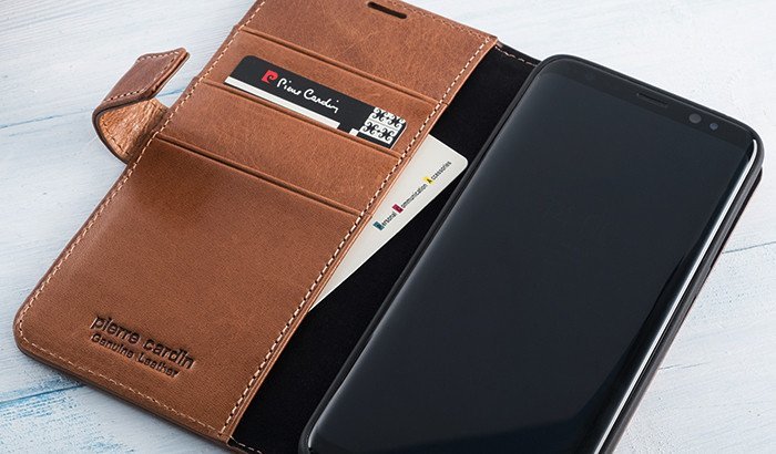 Кожаный чехол книжка Pierre Cardin для Samsung Galaxy S8 Коричневый - Изображение 7571