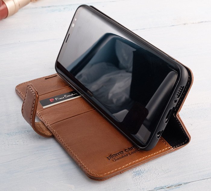 Кожаный чехол книжка Pierre Cardin для Samsung Galaxy S8 Коричневый - Изображение 7577