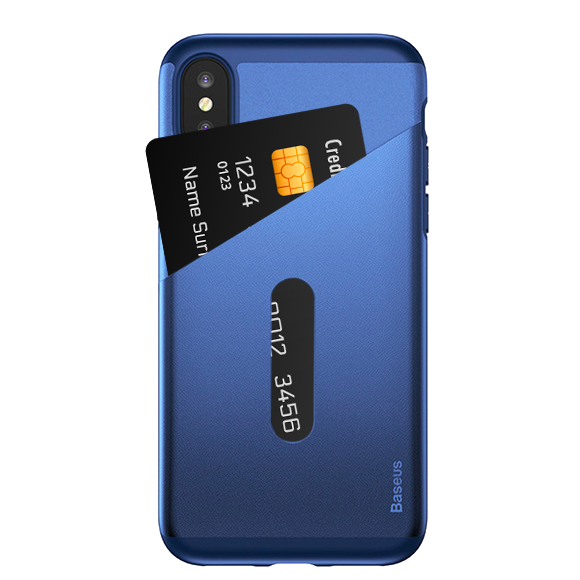 Чехол накладка Baseus Card Pocket для iPhone X Синий - Изображение 22572