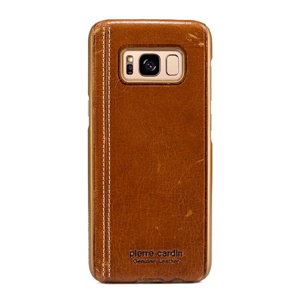 Кожаный чехол накладка Pierre Cardin для Samsung Galaxy S8 Коричневый - Изображение 7597