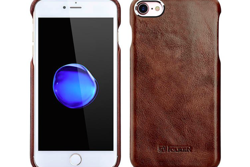 Кожаный чехол накладка iCarer Metal Warrior Oil Wax для iPhone 7 Темно Коричневый