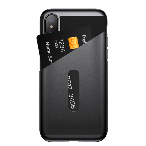 Чехол накладка Baseus Card Pocket для iPhone X Черный - Изображение 22608