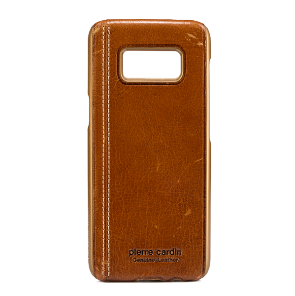 Кожаный чехол накладка Pierre Cardin для Samsung Galaxy S8 Коричневый - Изображение 7595