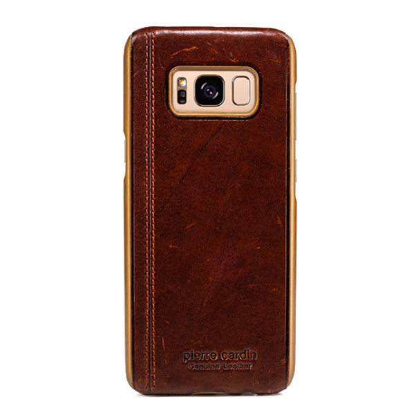 Кожаный чехол накладка Pierre Cardin для Samsung Galaxy S8 Темно коричневый - Изображение 7603