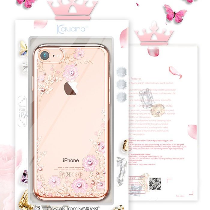 Чехол накладка Swarovski Kingxbar Flora Pink для iPhone 8 Розовое золото - Изображение 16139
