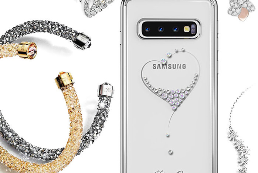 Чехол накладка Swarovski Kingxbar Wish Series для Samsung Galaxy S10 Plus Черный
