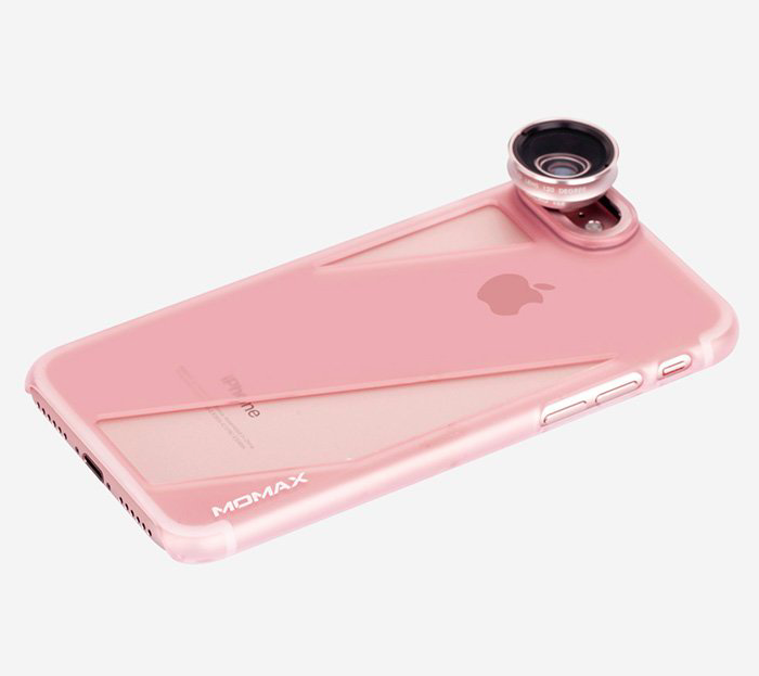 Чехол с объективами Momax X-Lens Case для iPhone 8 Розовый - Изображение 16393